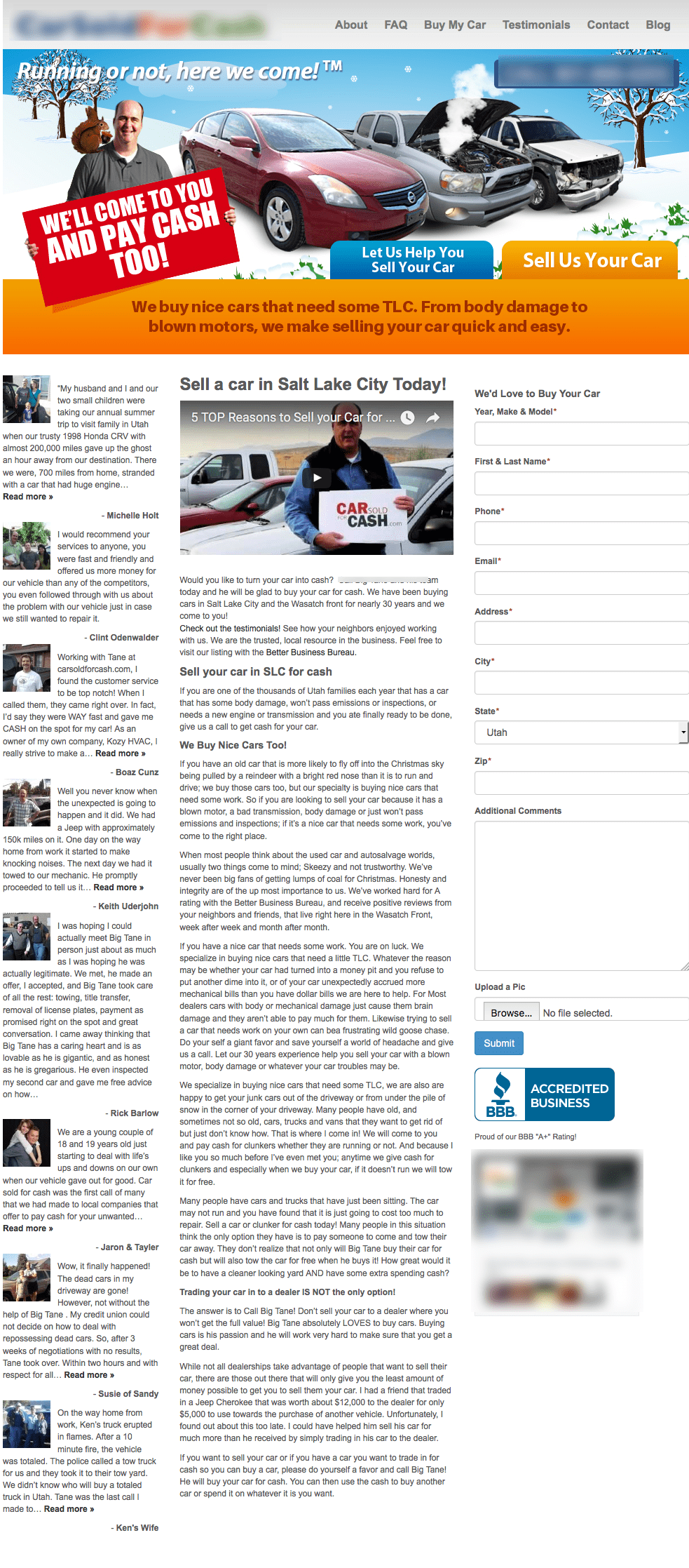 too much text homepage