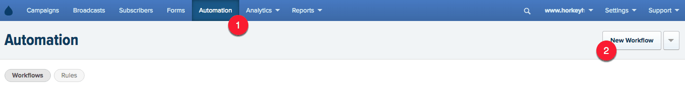 drip email automation trigger link